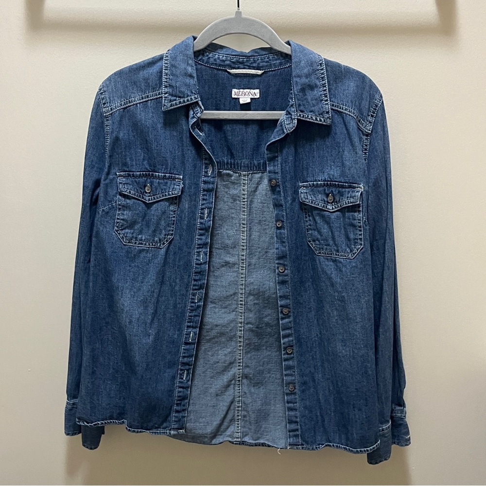 Merona Dark Blue Denim Shirt Flannel